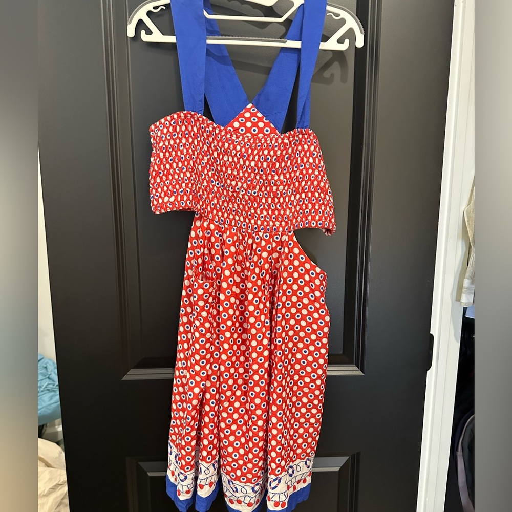Anthropologie Red and Blue Sleeveless Dress